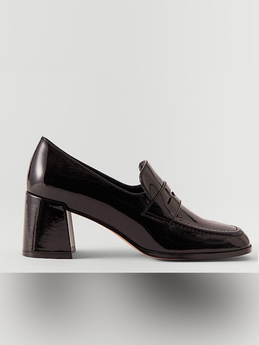 Ann Taylor Black Patent Leather Block Heel Loafers